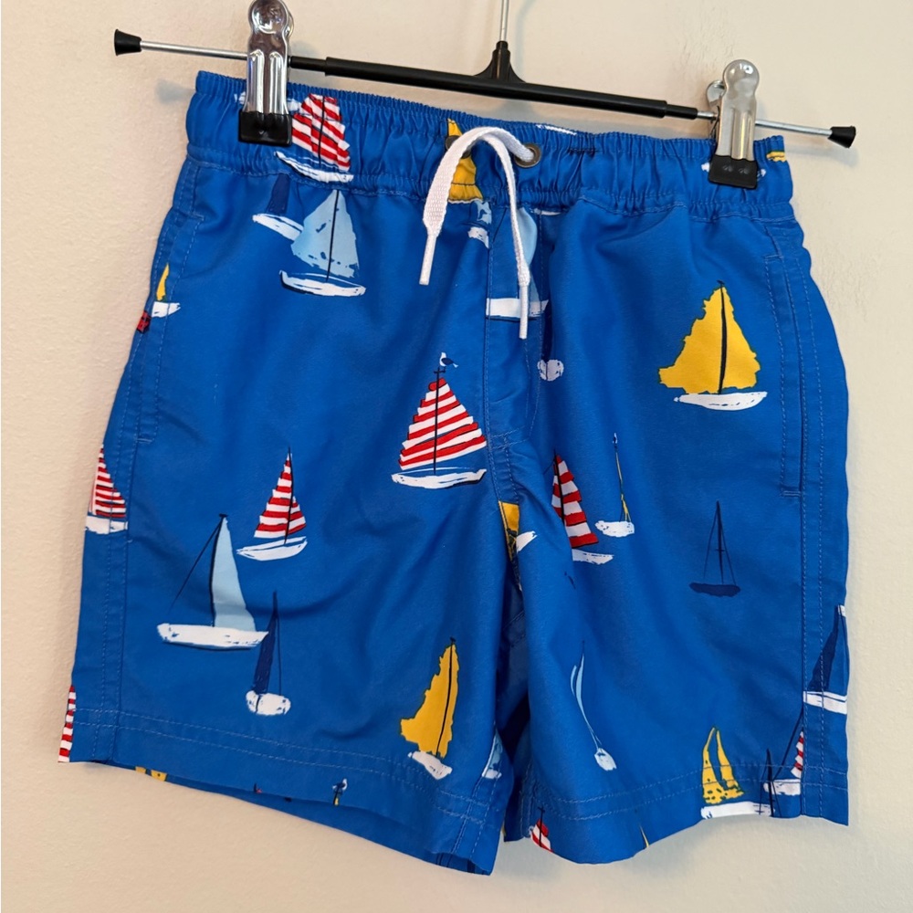 Hanna Andersson Blue Sailboat Swim Trunks